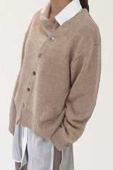 Asymmetrical Button Irregular Slouchy Solid Sweater