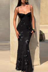 Backless Floral Tie-Up Maxi Dress