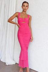 Panel Ruched Mermaid Cocktail Dress S / Pink