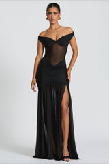 Off Shoulder Spliced Mermaid Slim Fit Prom Dress
