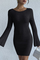Backless Flare Sleeve Sweater Dress