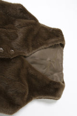 Brown V Neck Fleece Bodycon Tank Top