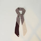 Colorblock Striped Knit Skinny Long Neck Tie Scarf