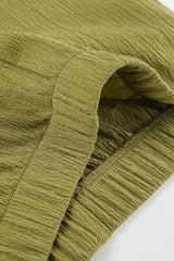 Green Halter Neck Top Pleated Wide Leg Pants Set