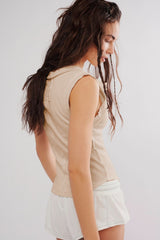 Ribbed Button Sleeveless Bodycon Tank Top