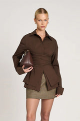 Waist Defining Tie Slim Fit Blouse