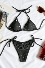 Chic Diamond Detail Cutout Bikini Set