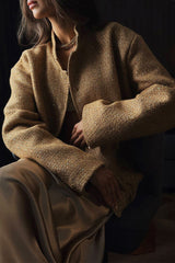 Sequin Stand Collar Pocket Jacket