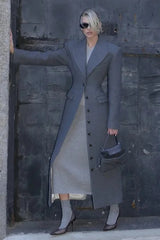 Notched Collar Single Breasted Slim Overcoat