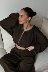 Casual Loose Fit Hoodie Cinched Waist Jogger Pants Set