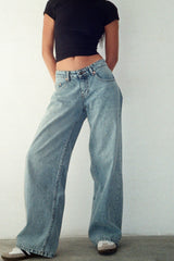 Vintage Low Rise Washed Straight Jeans