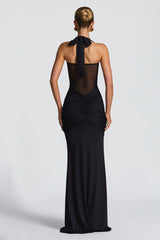 Mesh Panel Sash Maxi Dress