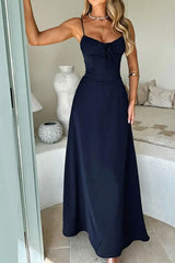 Elegant Tied Waist A Line Solid Color Prom Dress