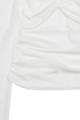 Off Shoulder Sheer Mesh Bodycon Long Sleeve Tee
