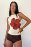 Red Hibiscus Print Cropped Tank Top