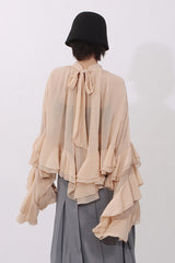 Elegant Ruffle Inserted Drop Shoulder Blouse