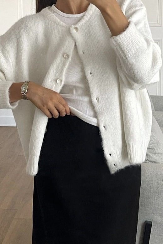 Solid Color Wool Blend Cardigan