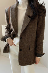 Wool Blend Solid Color Blazer
