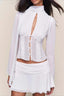 Chic Button Hollow Out Tie Front Slim Blouse