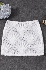 Elastic Waist Sheer Panel Cutout Bodycon Skirt