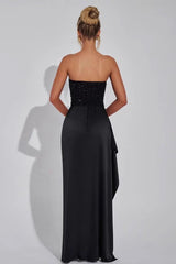 Sequin Strapless High Slit Maxi Dress