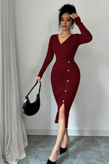 Slim Fit Midi Knit Sweater Dress