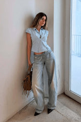 Elegant Slim Short Sleeve Blouse