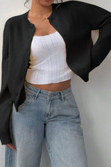 Lightweight Round Neck Button Cardigan