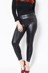 Plus Size Faux Leather High-Rise Stretch Leggings