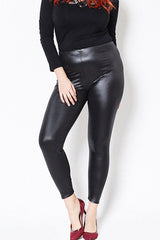 Plus Size Faux Leather High-Rise Stretch Leggings