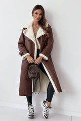 Reversible Stand Collar Faux Fur Overcoat