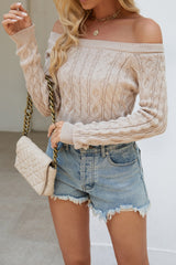 Cable Knit Boat Neck Cropped Knit Top