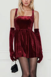 Burgundy Sexy Slim Party Glam Velvet Dress