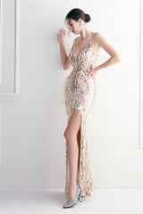 Intricate Beadwork Figure Hugging Gown Formal Dress
