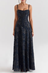 Spaghetti Strap Chiffon Floral Formal Dress