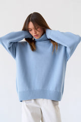 Basic Solid Knit Turtleneck Sweater