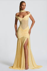 Off Shoulder Spliced Mermaid Slim Fit Prom Dress