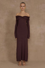 Elegant Off Shoulder Knit Sweater Dress