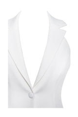 Reyna White Backless Charming Pleated Mini Blazer Dress Dresses