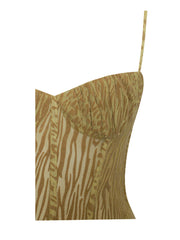 Ulani Gold Burnout Velvet Graceful Detail Mesh Maxi Dress Dresses