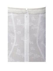 Ulissa White Square Neck Jacquard Trendy Textured High Slit Maxi Dress Dresses
