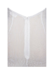 Olena White Burnout Velvet Animal Trendy Print Mesh Halter Neck Maxi Dress Dresses