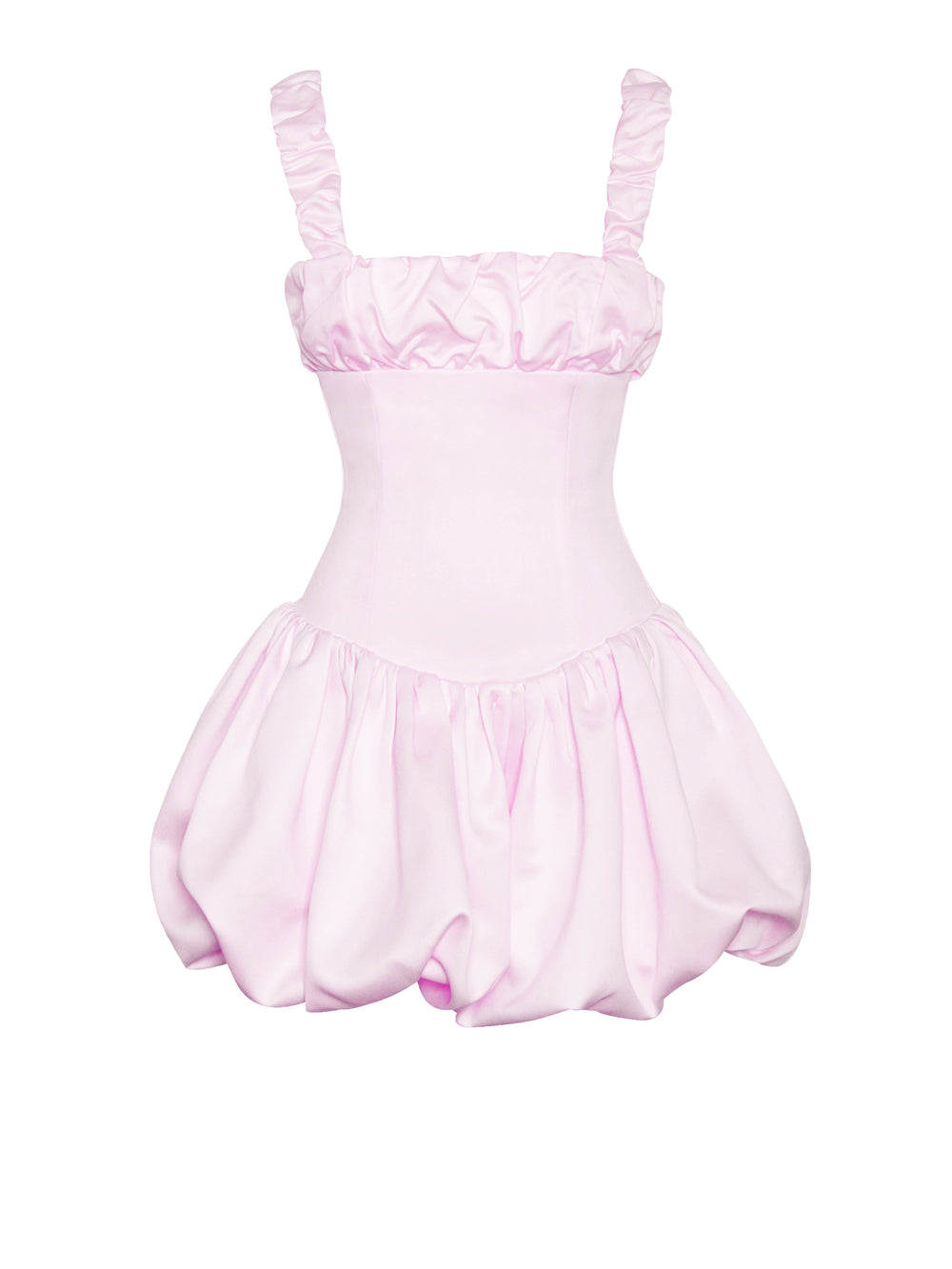 Aubrey Pink Satin Charming Bubble Hem Mini Dress Dresses