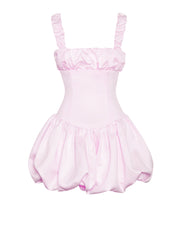Aubrey Pink Satin Charming Bubble Hem Mini Dress Dresses