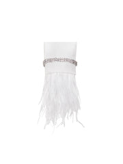 Quilla White Feather Crystal Graceful Sleeve Backless Blazer Dress Dresses