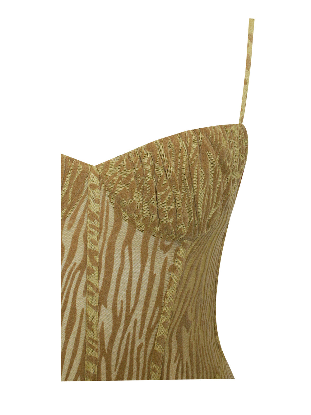 Ulani Gold Burnout Velvet Graceful Detail Mesh Maxi Dress Dresses
