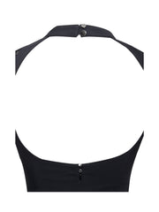 Quinella Black Lace Charming Crepe Backless Mini Dress Dresses