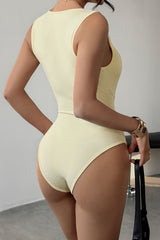 Metal Flower V Neck Strappy One Piece Swimwear