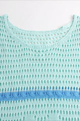 Hollow Knit Contrast Tank Sweater Dress