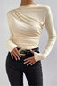 Solid Ruched Slim Fit Long Sleeve Tee
